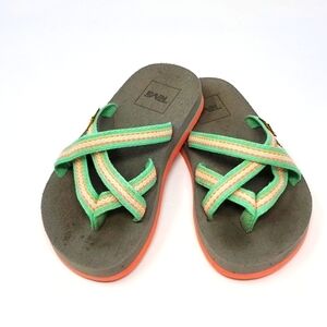TEVA FLIP FLOP THONG SANDALS MINT GREEN WOVEN FABRIC YOUTH CHILDREN SIZE 11